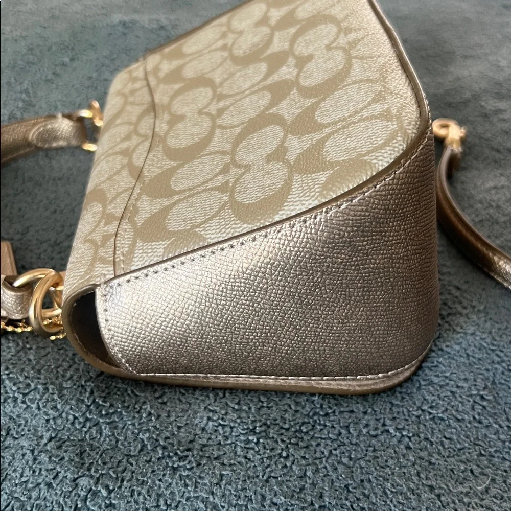 Coach Lysa Metallic Champagne Mini Top-Handle Crossbody - Picture 7 of 9